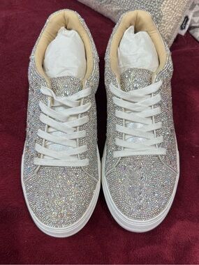 Betsey Johnson Crystal Embellished Sneakers - Silver Sparkle